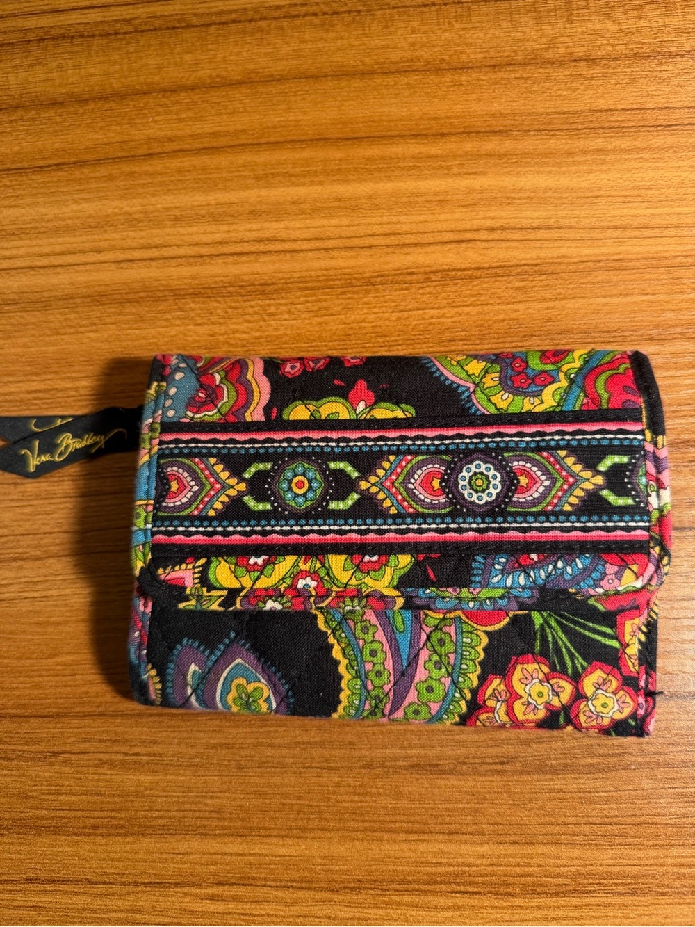 Vera Bradley Euro Tri Fold Wallet, Symphony in Hue design